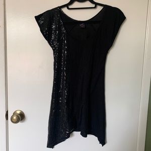Decoded Asymmetrical Sequin Handkerchief Dress